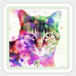 Kitty Cat Surrounded by Flowers Sticker